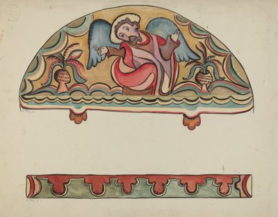 Lunette og detalje fra alterkirken i Sanctuario, Chimayo af E. Boyd
