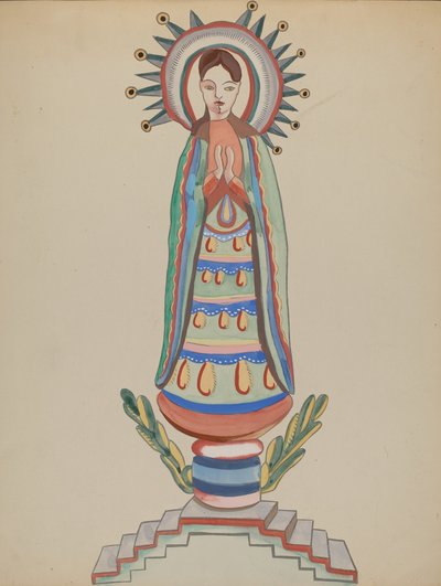 New Mexico, Bulto, polykrom træfigur, 19351942. af E. Boyd