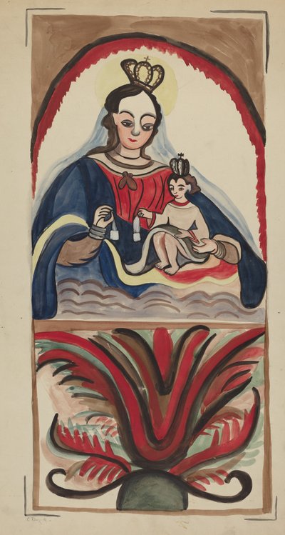 Retablo - Virgin & Child, 19351942. af E. Boyd