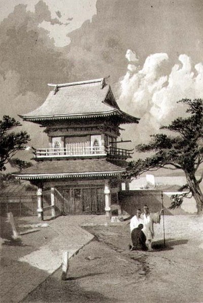 Indgang til et tempel ved Hakotadi, pub. af Sarony & Co., ca. 1856 (litho) af E. Brown