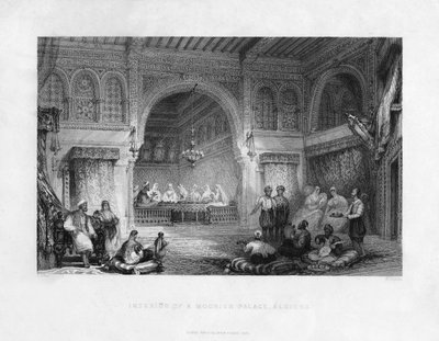 Interiør af et maurisk palads, Algier, Algeriet, 1839 af E. Challis