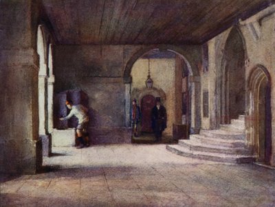 Eton: The Cloisters (farve litho) af E. D. Brinton