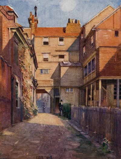 Eton: The Old Christopher Yard (farve litho) af E. D. Brinton