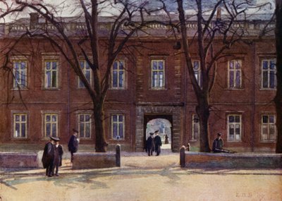 Eton: Upper School og Long Walk efter "Chambers" (farve litho) af E. D. Brinton