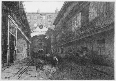 The Green Dragon Inn, Bishopsgate, City of London, 1871 af E Edwards