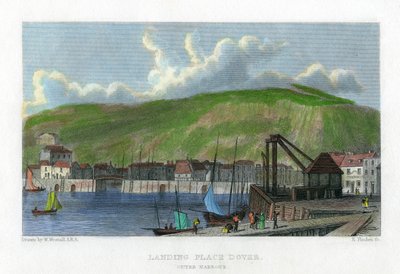 Anløbssted, ydre havn, Dover, Kent, 1800-tallet. af E. Finden