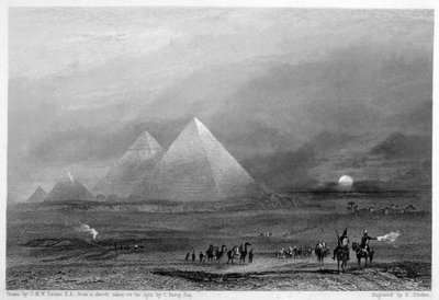 Pyramiderne, Giza, Egypten, 1800-tallet af E. Finden