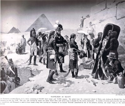 Napoleon i Egypten, illustration fra "Hutchinsons History of the Nations", ca. 1910 af E. Fiorillo