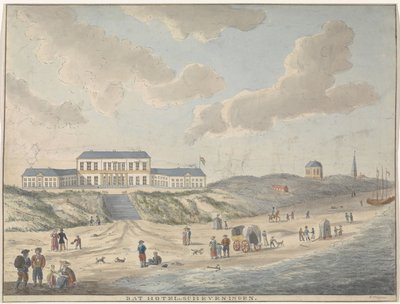Dårligt hotel i Scheveningen Bat Hotel i Scheveningen (titel på objekt) af E. Huygens