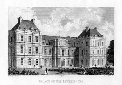 Luxembourg Palace, Paris, c1830. af E. I. Roberts
