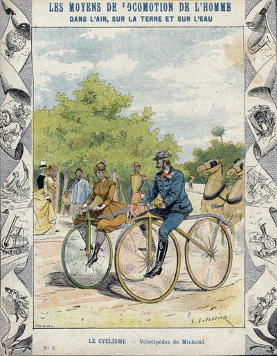 Pierre Michaux og Michaudine velocipedes - Fra et beskyttende hylster til skolebøger, slutningen af det 19. århundrede - velocipedes a pedale (les michaudines) af Pierre Michaux (1813-1883) af E. Letellier