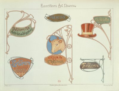 Art Nouveau butiksskilte, 1903 af E. Mulier