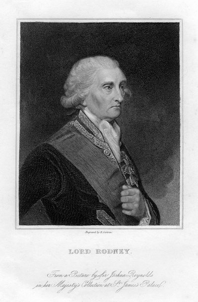 Admiral George Brydges Rodney 1719-1792, 1. Baron Rodney, 1800-tallet. af E. Scriven