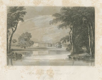 Rolleston Hall: streggravering, nd [c 1840] af E Stalker
