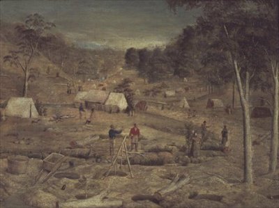 Minelejr ved Bathurst, ca. 1851 af E. Tulloch