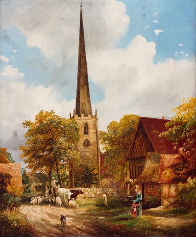 Yardley kirke og skole, 1900. af E Watts