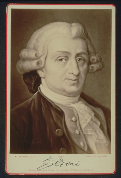 Portræt af Carlo Goldoni (1707-93) (tryk) af E. after Hadler