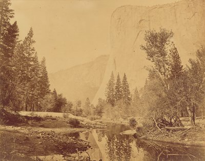 Tutokanula. Yosemite-dalen. (Den store høvding) "El Capitan". 3500 fod høj. af Eadweard J. Muybridge