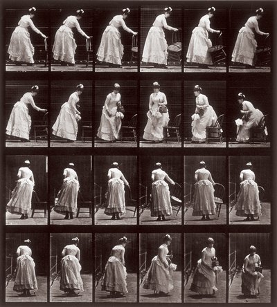 Animal Locomotion, plade 265: sekvens med en kvinde siddende, 1887 (fotomekanisk tryk) af Eadweard Muybridge