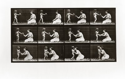 Barn bringer buket til en kvinde, tallerken 465 fra Animal Locomotion, 1887 af Eadweard Muybridge