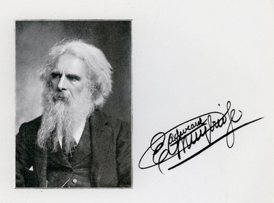 Eadweard Muybridge, portræt og signatur (s/h foto) af Eadweard Muybridge