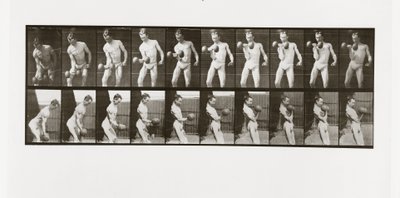 Mand løfter en håndvægt, plade 324 fra Animal Locomotion, 1887 af Eadweard Muybridge