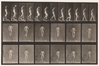 Tallerken 130. Nedadgående trapper, hænderne sammen, 1872-1885 af Eadweard Muybridge