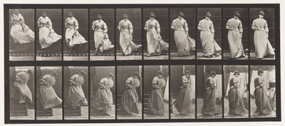 Plade 142. Nedadgående trapper, fanget vendekjole, 1885 af Eadweard Muybridge