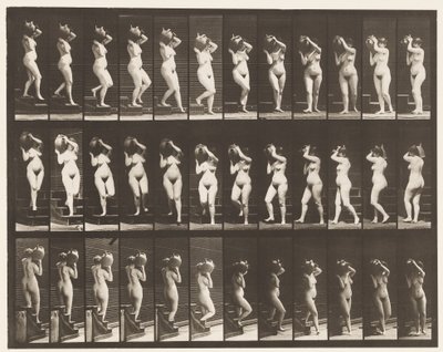 Tavle 147. Nedstigende Trapper; Drejning af vandkrukke på højre skulder, 1872-1885 af Eadweard Muybridge