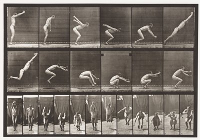 Tavle 163. Springning; Stående breddespring, 1872-1885 af Eadweard Muybridge