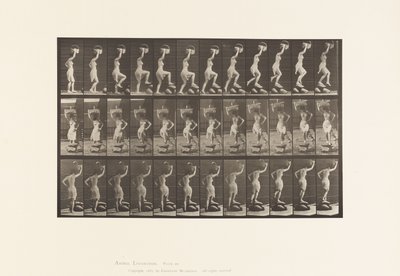 Tallerken 179. At træde på og over en sten, en kurv på hovedet af Eadweard Muybridge
