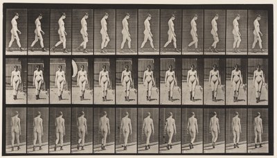Plade 22. Gå, med højhælede støvler på, 1872-1885 af Eadweard Muybridge