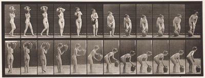 Plade 235. Drejning og fjernelse af vandbeholder fra skulder til jord, 1872-1885 af Eadweard Muybridge