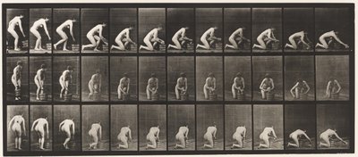 Plade 252. Knælende på højre knæ og skrubning af gulvet, 1872-1885 af Eadweard Muybridge