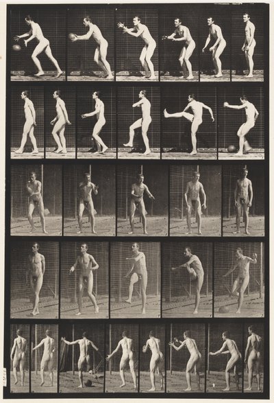 Tallerken 300. Fodbold; drop kick, 1885 af Eadweard Muybridge