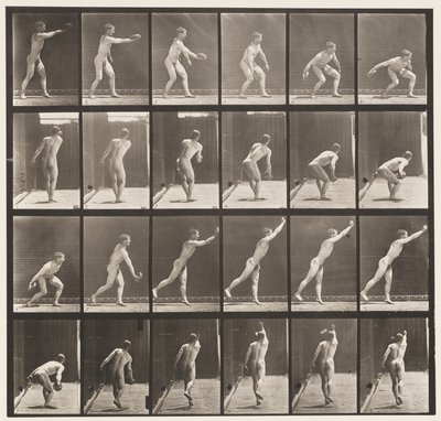 Plade 307. At kaste en jernskive, 1872-1885 af Eadweard Muybridge