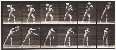 Plade 311. Heaving a 75-lb Rock, 1885 af Eadweard Muybridge