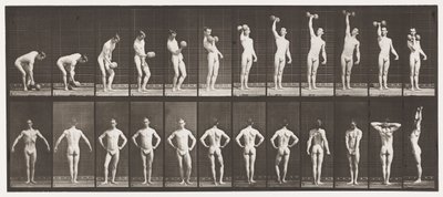 Plade 321. A, Løft af en 50 lb Dumb-Bell; B, Posering af Eadweard Muybridge