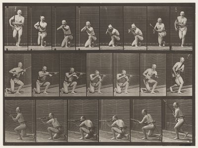 Tavle 356. Knælende, Skydning og Rejsning af Eadweard Muybridge