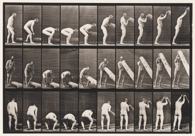 Tavle 382. Løft af en bjælke på ende, 1872-1885 af Eadweard Muybridge