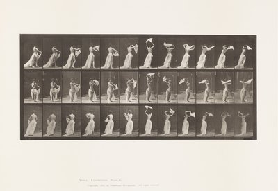 Tallerken 421. Toilet; Kaster tørklæde om skuldrene af Eadweard Muybridge