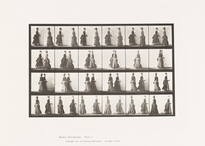 Plade 45. Gående to modeller mødes og delvist drejning af Eadweard Muybridge