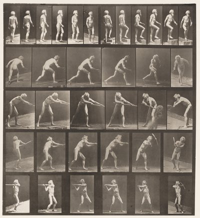 Tavle 521. A, Gang; B, Stigende Trin; C, Kastedisk af Eadweard Muybridge