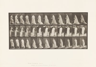 Plade 97. Vende for at gå op ad trapper, med kande og bæger i hænderne af Eadweard Muybridge