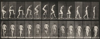 Tavle nummer 180. At træde op på og over en stol af Eadweard Muybridge