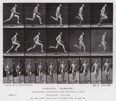 Den menneskelige figur i bevægelse: atlet, løb (s/h-billede) af Eadweard Muybridge