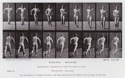 Den menneskelige figur i bevægelse: atlet, gående (s/h-billede) af Eadweard Muybridge