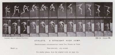 The Human Figure in Motion: Atlet, et lige højdespring (s/h foto) af Eadweard Muybridge