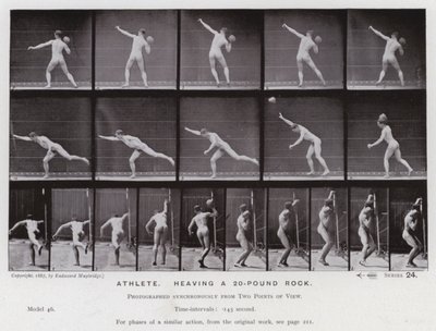 Den menneskelige figur i bevægelse: Atlet, der hæver en 20-punds sten (s/h-billede) af Eadweard Muybridge