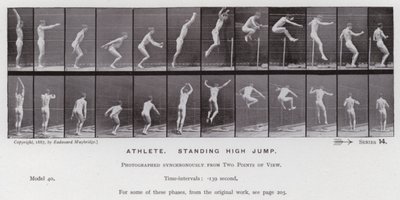 Den menneskelige figur i bevægelse: Atlet, stående højdespring af Eadweard Muybridge
